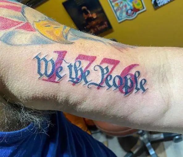 1776 Background We the People Arm Tattoo