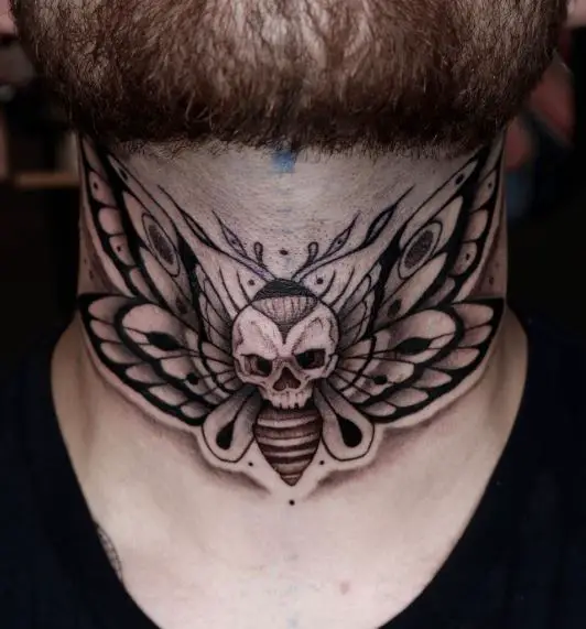 Death Moth Throat Tattoo