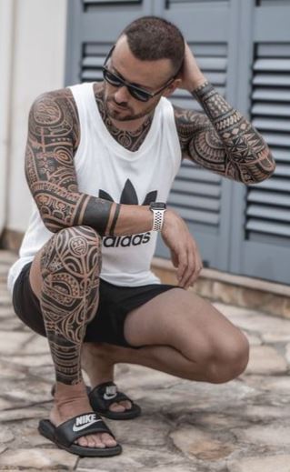 Samoan Tribal Arm and Leg Sleeve Tattoo
