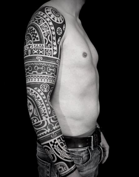 Samoan Ornament Full Arm Sleeve Tattoo