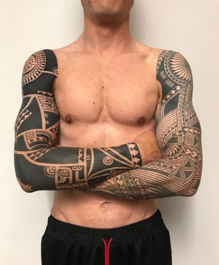 Samoan Tribal Both Arms Sleeve Tattoos