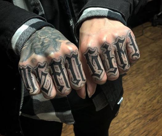 Black MEAN GIRL Knuckles Tattoo