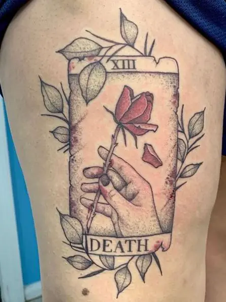 Death Tarot Card and Dead Rose Tattoo