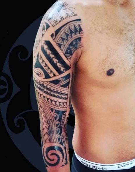 Samoan Symbol Arm Sleeve Tattoo