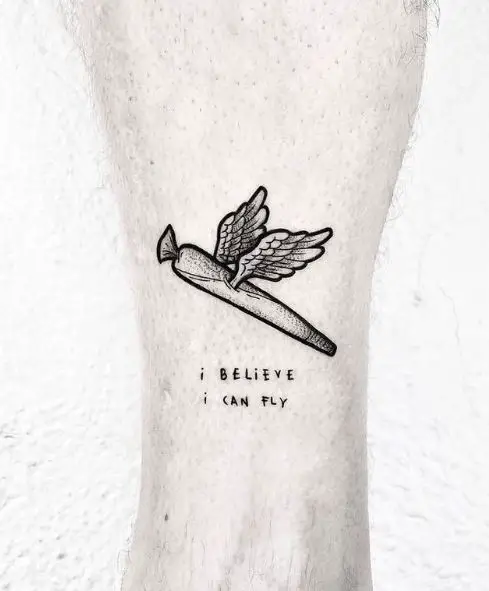 Minimalistic Joint with Wings Ankle Tattoo