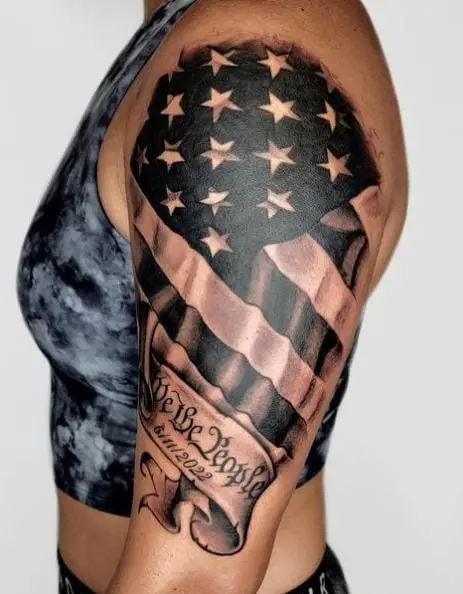 American Flag and We the People Arm Tattoo