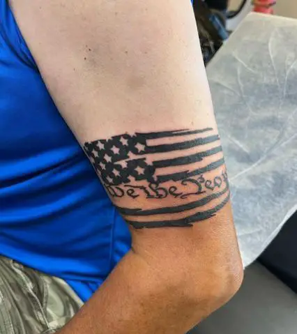 American Flag and We the People Arm Band Tattoo