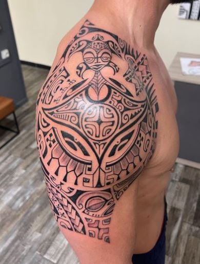 Samoan Symbols Shoulder and Arm Tattoo