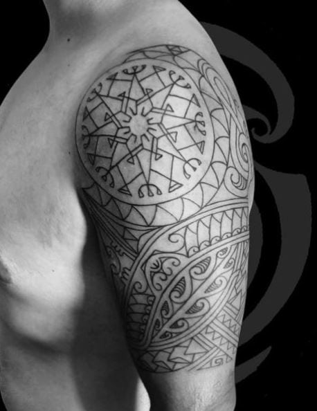 Samoan Mandala Biceps Tattoo
