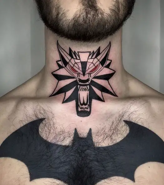 Transformers Inspired Wolf Neck Tattoo