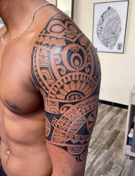 Grey Samoan Ornament Arm Tattoo