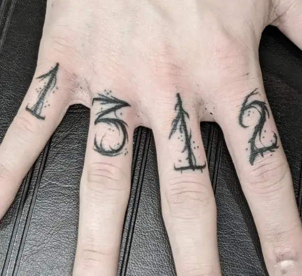 Black and Grey 1312 Knuckles Tattoo