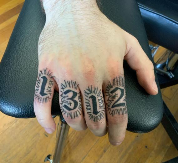 Black 1312 with Dashes Knuckles Tattoo