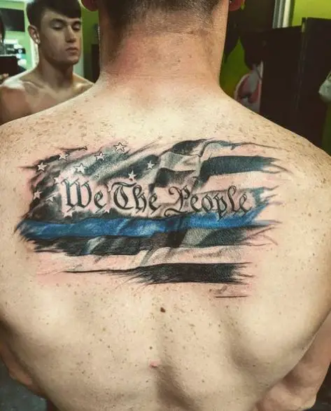Stars and Stripes We the People Back Tattoo