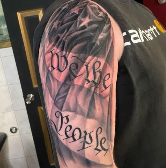 American Flag Background We the People Arm Tattoo