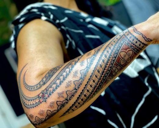 Samoan Ornament Forearm Sleeve Tattoo