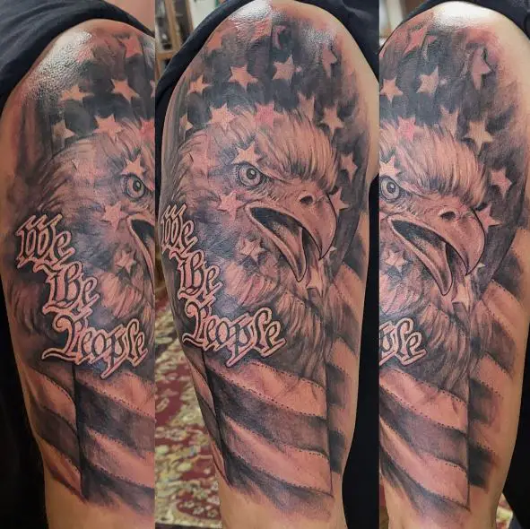 Eagle with Stars and We The People Arm Tattoo
