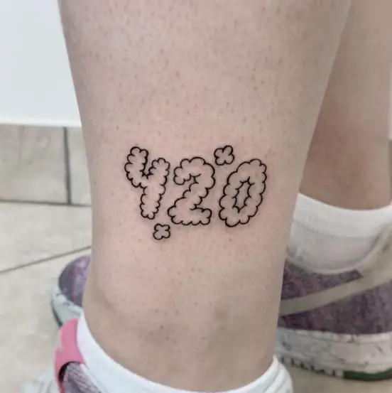 Clouds and 4 20 Ankle Tattoo