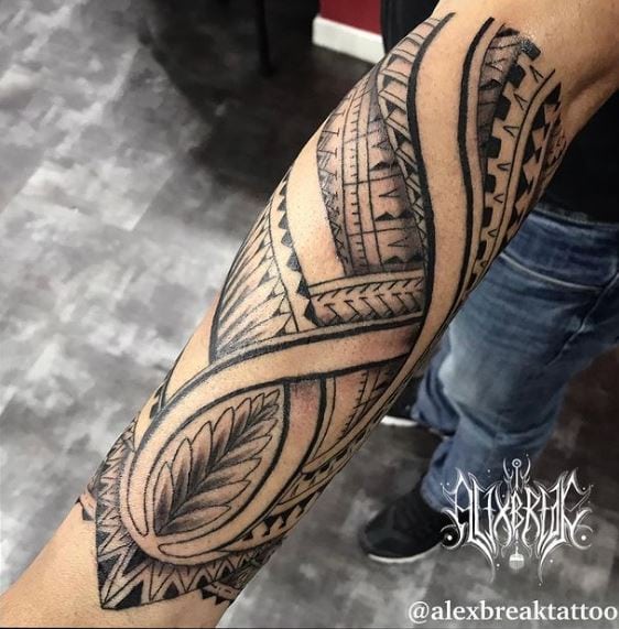 Samoan Tribal Forearm Sleeve Tattoo