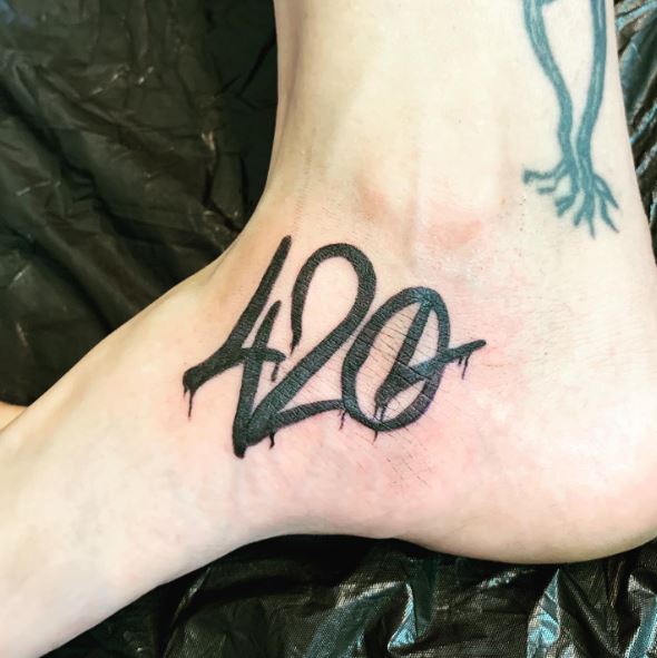 Bold Black 420 Foot Tattoo