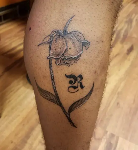 Dead Rose with Leaves Tattoo