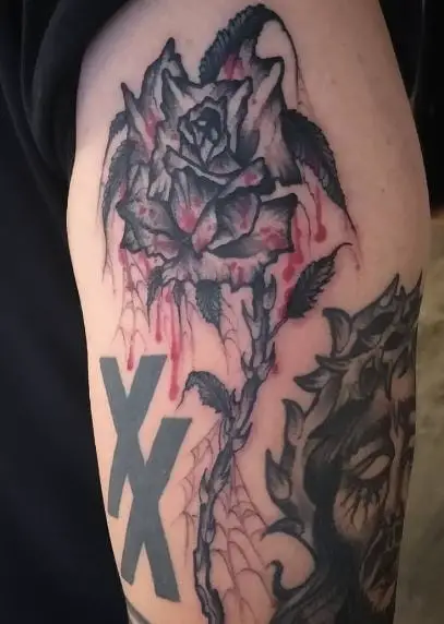 Bloody Dead Roses Arm Tattoo