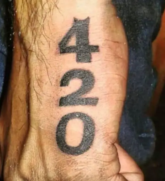 Bold 420 Hand Tattoo