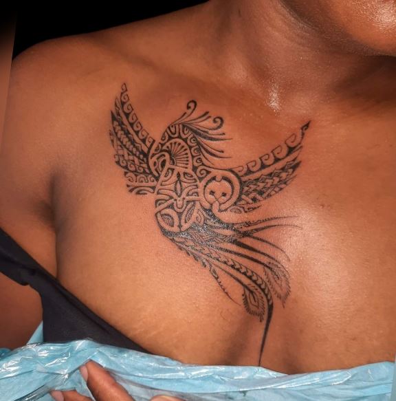 Samoan Phenix Chest Tattoo