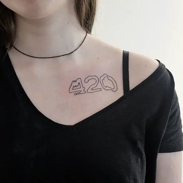 Simple 420 Chest Tattoo