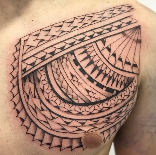 Samoan Tribal Chest Tattoo