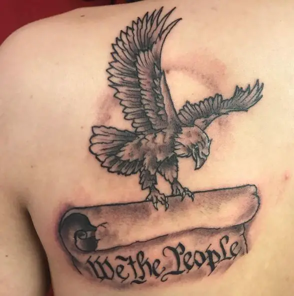 Eagle and Declaration We The People Back Tattoo
