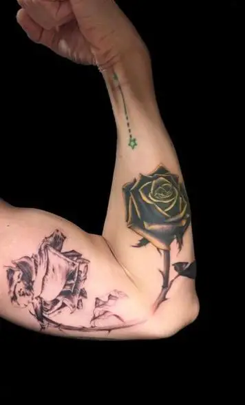 Reborned and Dead Yellow Rose Arm Tattoo