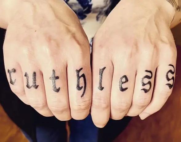 Black RUTHLESS Knuckles Tattoo