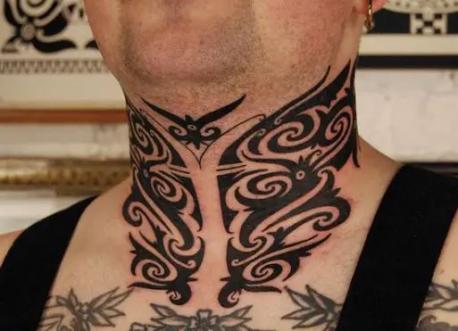 Borneo Tribal Neck Tattoo