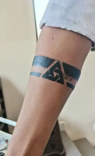 Triangles and Stripes Arm Band Tattoo