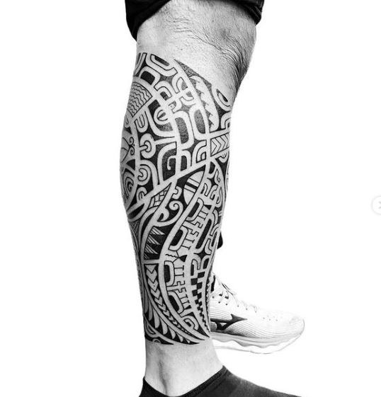 Black Samoan Ornament Calf Tattoo