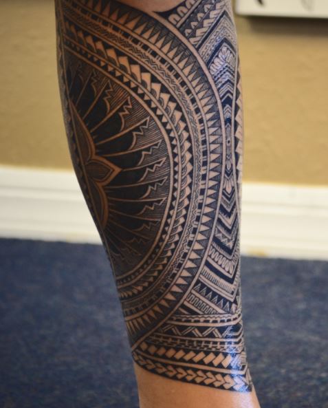 Samoan Ornament Calf Tattoo