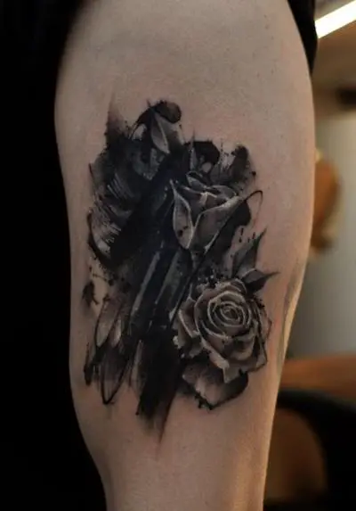 Black Roses Biceps Tattoo