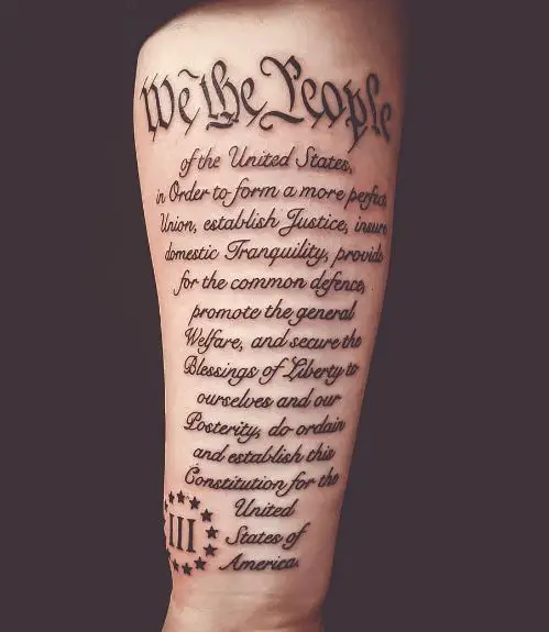 We The People with the Preamble Forearm Tattoo
