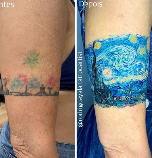 Van Gogh Starry Night Biceps Tattoo