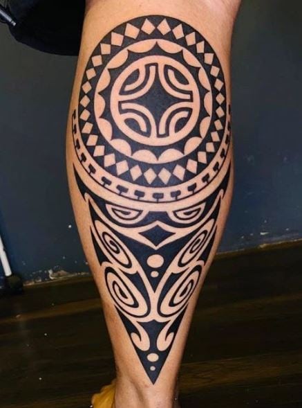 Black Samoan Ornament Calf Tattoo