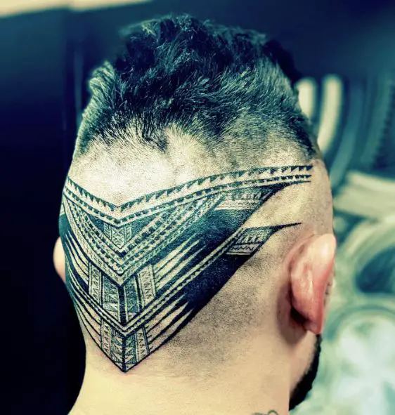 Black Samoan Ornament Head Tattoo