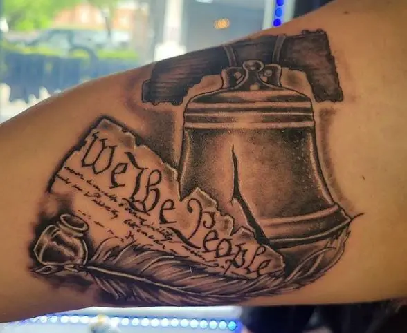 Liberty Bell and We The People Arm Tattoo
