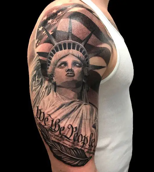 Statue of Liberty and We The People Arm Tattoo