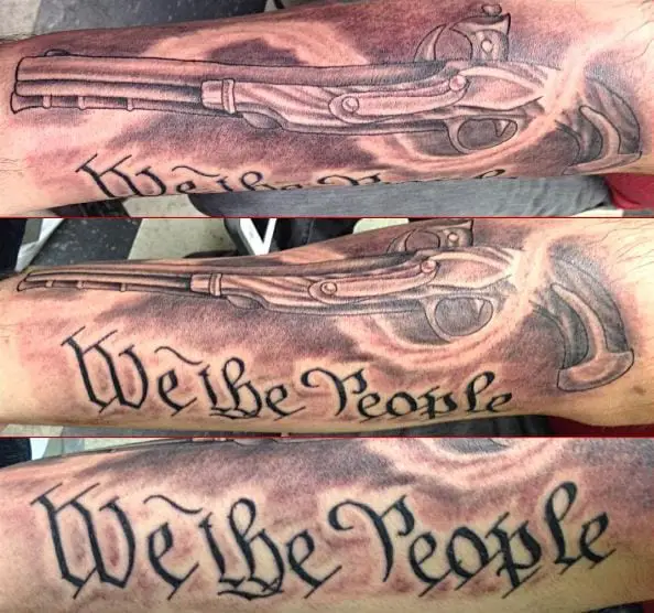 Old Gun and We The People Arm Tattoo