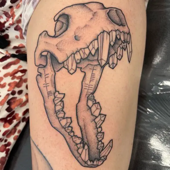Grey Wolf Skull Arm Tattoo