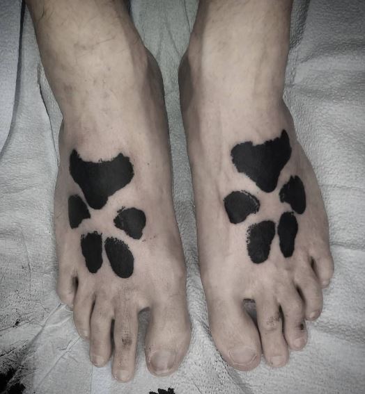 Black Wolf Paws Feet Tattoos