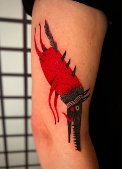 Small Traditional Wolf Arm Tattoo