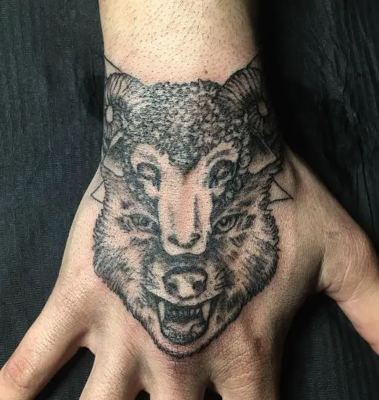 Wolf with Sheep Clothing Hand Tattoo