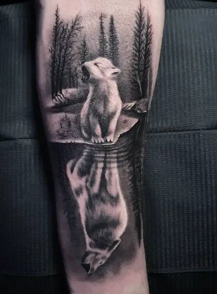 Forest and Wolf Cub Tattoo